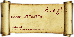 Adami Ádám névjegykártya